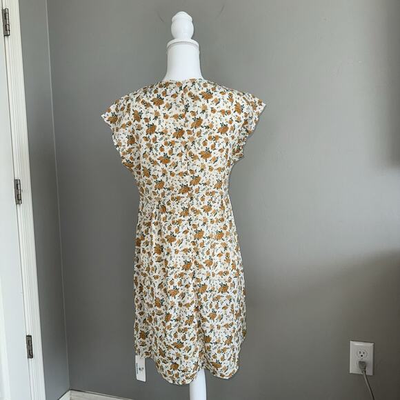 NWT Beachsissi Floral Dress Midi Dress Sz L White Yellow Cottage Core Trad Wife - Picture 2 of 9